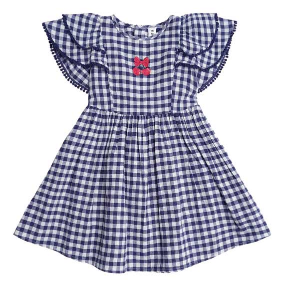 Huxbaby Cherry Pie Frill Dress Check 6M-2Y